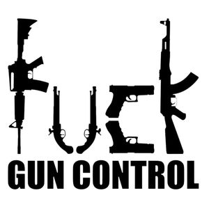 Black 6Wx5.2H FUCK GUN CONTROL Premium permanent vinyl decal